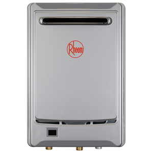 Example Rheem wall-mounted continuous-flow water heater.